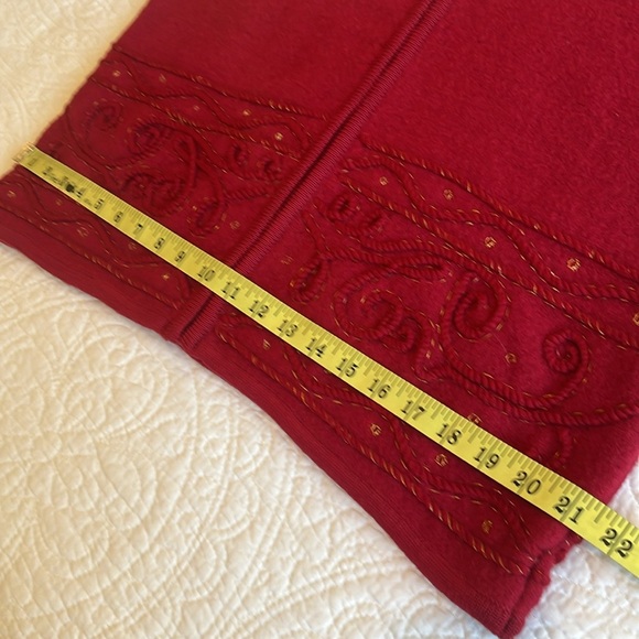 100% Wool Front Zip Sweater Jacket Women’s Medium Red Gold Stitching Cord Warm - Picture 6 of 17